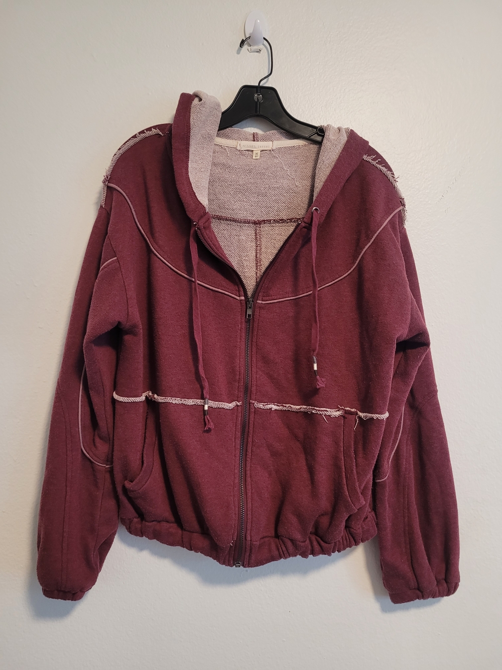 & Other Stories Wine Zip-Up Hooded Sweatshirt